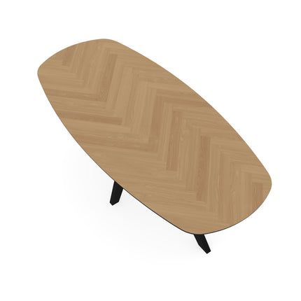 Eiken visgraat eettafel naturel - Deens ovaal - Spin zwart