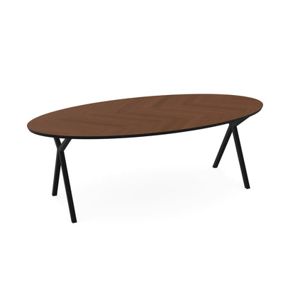 Eiken Visgraat Eettafel Toscane 2x - Ovaal - Scissor Zwart