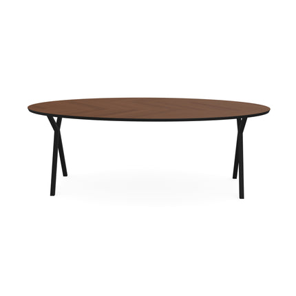 Eiken Visgraat Eettafel Toscane 2x - Ovaal - Scissor Zwart