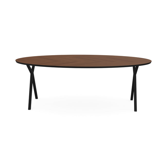 Eiken Visgraat Eettafel Toscane 2x - Ovaal - Scissor Zwart