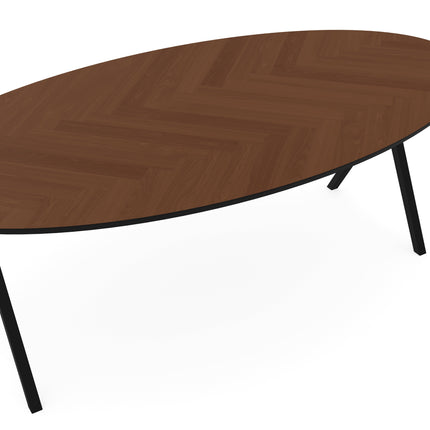 Eiken Visgraat Eettafel Toscane 2x - Ovaal - Scissor Zwart
