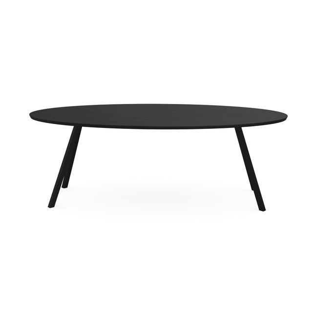 Eiken Visgraat Eettafel Zwart - Ovaal - I-Schuin Zwart