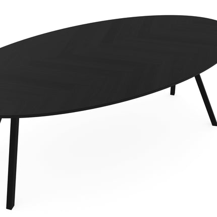 Eiken Visgraat Eettafel Zwart - Ovaal - I-Schuin Zwart