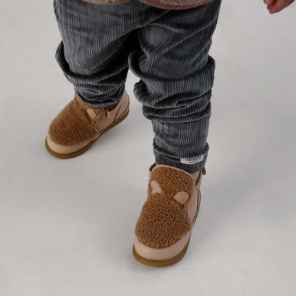 Roumi Shoes | Teddy Bear | Light Maple Curly Faux Fur
