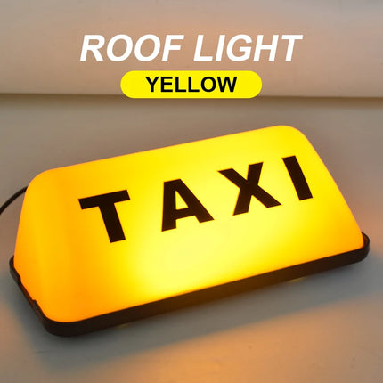 EURS LED taxi daklicht 12V geel met zwarte TAXI letters, COB LED lichtkoepel van 170 x 85 x 65 mm voor taxivoertuigen.