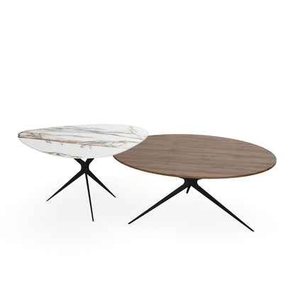 Eiche/Keramik-Duo-Couchtisch Toscane 2x - Rund - Obit-Gestell