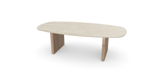 Organische Salontafel Ovaal Tijdloos Design in Naturele Houtlook Lengte: 100cm Breedte: 70cm Hoogte: 37cm Dikte: 10mm