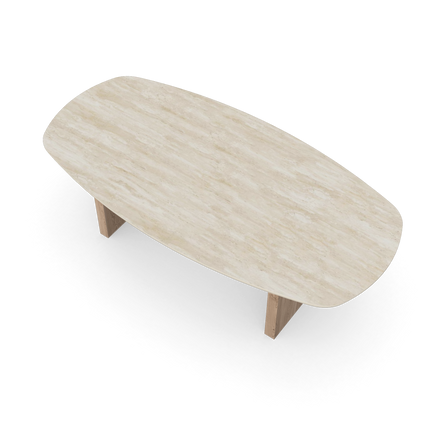 Organische Salontafel Ovaal Tijdloos Design in Naturele Houtlook Lengte: 100cm Breedte: 70cm Hoogte: 37cm Dikte: 10mm