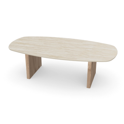Organische Salontafel Ovaal Tijdloos Design in Naturele Houtlook Lengte: 100cm Breedte: 70cm Hoogte: 37cm Dikte: 10mm