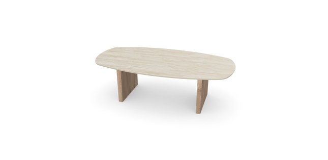 Organische Salontafel Ovaal Tijdloos Design in Naturele Houtlook Lengte: 100cm Breedte: 70cm Hoogte: 37cm Dikte: 10mm