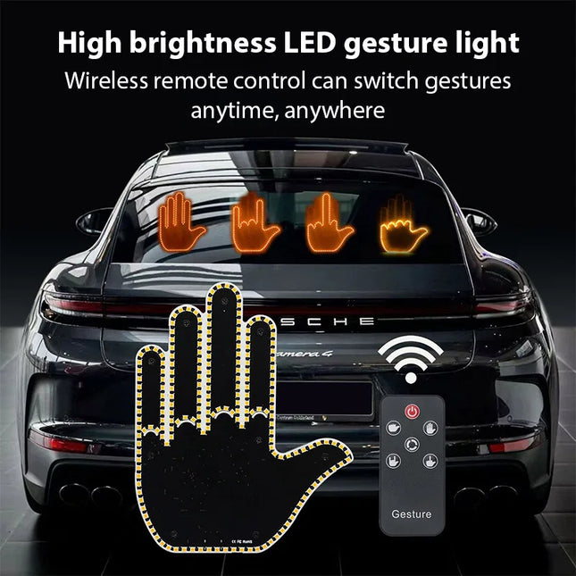 LED Handgebaar Lamp Auto – Verlicht Vingerlicht voor Achterruit met Afstandsbediening