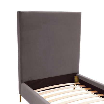 TOV Furniture Delilah Grey Velvet Bed in Twin Clearance