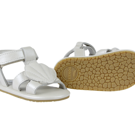 Ushy | Scallop | Off White Metallic Leather