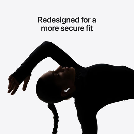 Apple AirPods Pro 3 witte draadloze in-ear oordopjes met siliconen oortips en geopende oplaadcase op witte achtergrond.