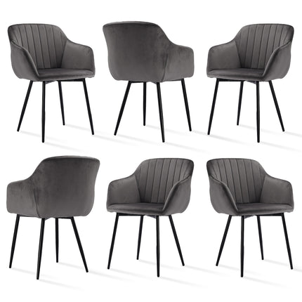 Eetkamerstoelen met Armleuning – Cognac Bruin – Comfortabele Gestoffeerde Stoelen met Lendensteun en Metalen Poten – Set van 2, 4 of 6