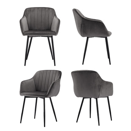 Eetkamerstoelen met Armleuning – Cognac Bruin – Comfortabele Gestoffeerde Stoelen met Lendensteun en Metalen Poten – Set van 2, 4 of 6