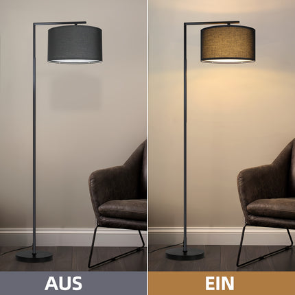 Moderne Staande Lamp Zwart met Beige Stoffen Lampenkap 166 cm Hoog – Vloerlamp voor Woonkamer en Slaapkamer