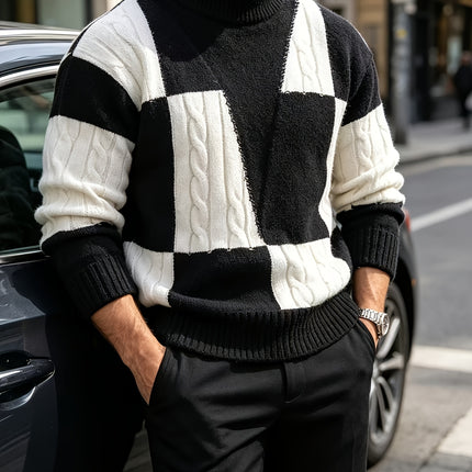 Heren gebreide trui met halve turtleneck, geschikt voor dagelijkse uitjes, feestelijke bijeenkomsten en casual straatscènes in de herfst en winter. Warm, zacht, kreukbestendig en pluisvrij. Ontworpen voor jonge en middeljarige mannen in Europa en Amerika.