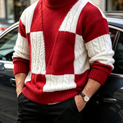 Heren gebreide trui met halve turtleneck, geschikt voor dagelijkse uitjes, feestelijke bijeenkomsten en casual straatscènes in de herfst en winter. Warm, zacht, kreukbestendig en pluisvrij. Ontworpen voor jonge en middeljarige mannen in Europa en Amerika.