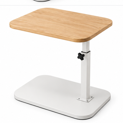Verstelbare Bijzettafel met Houtlook Blad – 360° Draaibaar – In Hoogte Verstelbaar – Opklapbare Laptoptafel – Multifunctionele Salontafel – Zwart Metalen Onderstel – Bruin/Zwart/Wit