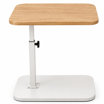 Verstelbare Bijzettafel met Houtlook Blad – 360° Draaibaar – In Hoogte Verstelbaar – Opklapbare Laptoptafel – Multifunctionele Salontafel – Zwart Metalen Onderstel – Bruin/Zwart/Wit