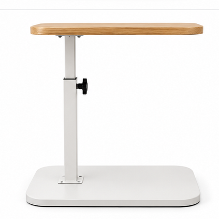 Verstelbare Bijzettafel met Houtlook Blad – 360° Draaibaar – In Hoogte Verstelbaar – Opklapbare Laptoptafel – Multifunctionele Salontafel – Zwart Metalen Onderstel – Bruin/Zwart/Wit