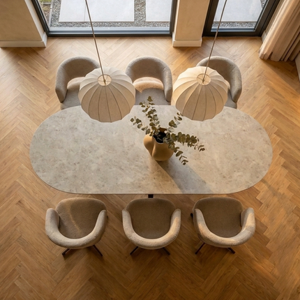 Keramik-Esstisch Hermitage Arena - Flach oval - Marcel Walnut Brown 2x