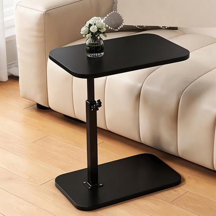 Verstelbare Bijzettafel met Houtlook Blad – 360° Draaibaar – In Hoogte Verstelbaar – Opklapbare Laptoptafel – Multifunctionele Salontafel – Zwart Metalen Onderstel – Bruin/Zwart/Wit