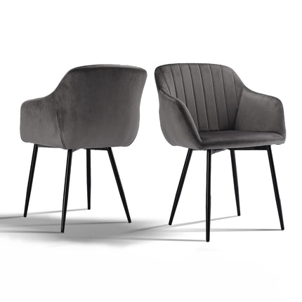 Eetkamerstoelen met Armleuning – Cognac Bruin – Comfortabele Gestoffeerde Stoelen met Lendensteun en Metalen Poten – Set van 2, 4 of 6