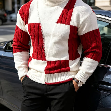 Heren gebreide trui met halve turtleneck, geschikt voor dagelijkse uitjes, feestelijke bijeenkomsten en casual straatscènes in de herfst en winter. Warm, zacht, kreukbestendig en pluisvrij. Ontworpen voor jonge en middeljarige mannen in Europa en Amerika.
