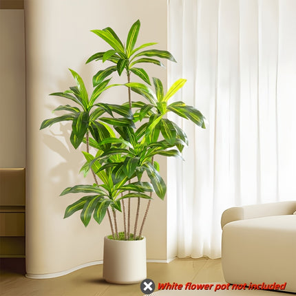 1 stuks Kunstmatige Dracaena Boom Verticale Hoogte 180Cm/6Ft - Nepboom met Witte Hoge Plantenbak - Nep Tropische Yucca Vloerplant in Pot - Kunstmatige Nep Braziliaans Hout Boom Braziliaans IJzer Boom Kunstboom voor Thuis Kantoor Woonkamer Decor Binnen