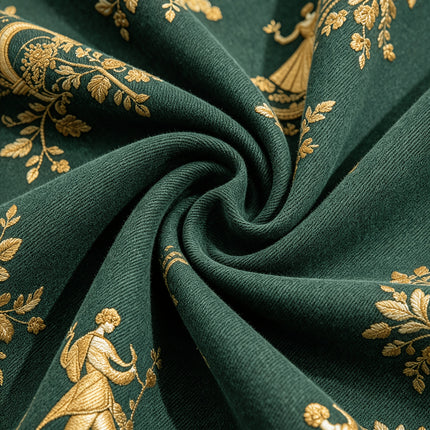 Herenjas in Vintage Court-stijl met donkergroene digitale print en omslagkraag, Casual kleding voor alle seizoenen, Perfect voor dagelijks woon-werkverkeer op straat en feestelijke gelegenheden