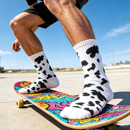 1 paar unisex kuitkousen in zwart en wit, geschikt voor lente en zomer als vrijetijdssokken. Ideaal voor sport en fietsen, en ook perfect voor koppels om samen te dragen