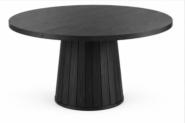 Schwarzer ovaler Esstisch 140 x 100 cm – für 6 Personen – moderner Esstisch im Landhausstil mit zylindrischem Fuß
