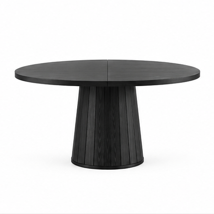Schwarzer ovaler Esstisch 140 x 100 cm – für 6 Personen – moderner Esstisch im Landhausstil mit zylindrischem Fuß