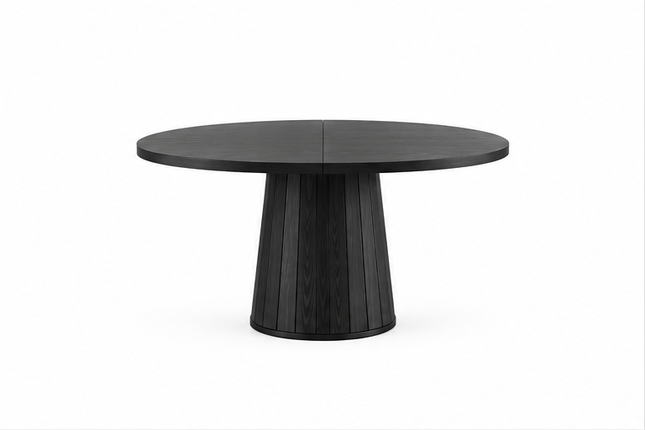 Schwarzer ovaler Esstisch 140 x 100 cm – für 6 Personen – moderner Esstisch im Landhausstil mit zylindrischem Fuß