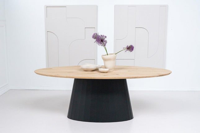 Massiver Eichenholztisch natur - Oval - Gestell Sjors