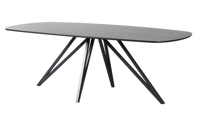 Schwarzer Eichen-Esstisch - Dänisch oval mit Facette - Spin-Fußgestell - Basic