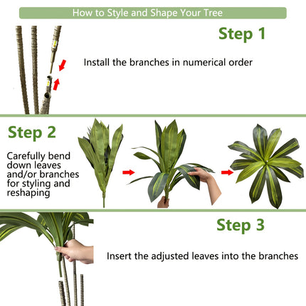 1 stuks Kunstmatige Dracaena Boom Verticale Hoogte 180Cm/6Ft - Nepboom met Witte Hoge Plantenbak - Nep Tropische Yucca Vloerplant in Pot - Kunstmatige Nep Braziliaans Hout Boom Braziliaans IJzer Boom Kunstboom voor Thuis Kantoor Woonkamer Decor Binnen