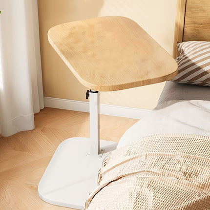 Verstelbare Bijzettafel met Houtlook Blad – 360° Draaibaar – In Hoogte Verstelbaar – Opklapbare Laptoptafel – Multifunctionele Salontafel – Zwart Metalen Onderstel – Bruin/Zwart/Wit