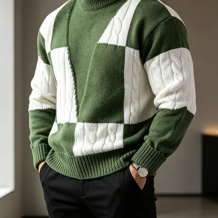 Heren gebreide trui met halve turtleneck, geschikt voor dagelijkse uitjes, feestelijke bijeenkomsten en casual straatscènes in de herfst en winter. Warm, zacht, kreukbestendig en pluisvrij. Ontworpen voor jonge en middeljarige mannen in Europa en Amerika.