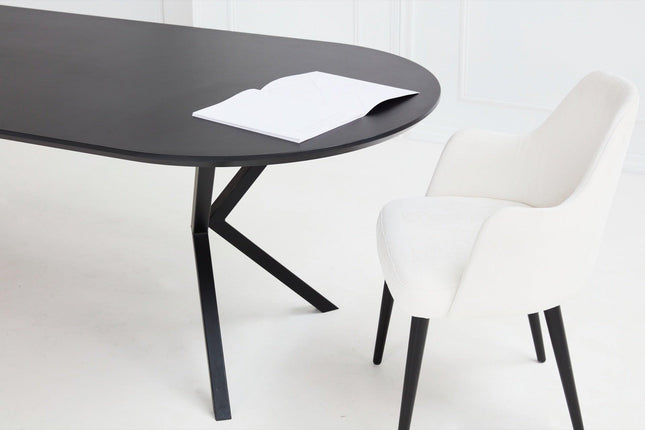 Fenix-Esstisch Nero Ingo - Flach oval - Schwarzes VV-Gestell