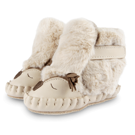 Kapi Exclusive Booties | Owl | Light Beige Soft Faux Fur