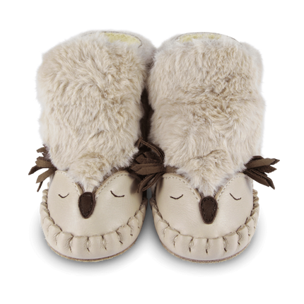 Kapi Exclusive Booties | Owl | Light Beige Soft Faux Fur