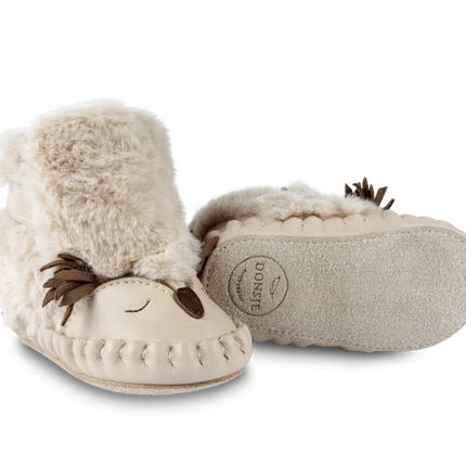 Kapi Exclusive Booties | Owl | Light Beige Soft Faux Fur