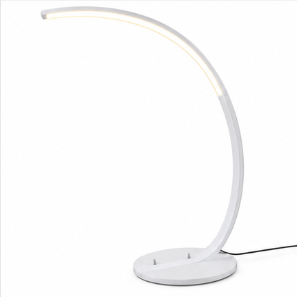 Zwarte moderne LED booglamp van 165 cm met slank gebogen metalen frame, ronde voet en geïntegreerde verlichting, dimbare staande vloerlamp voor woonkamer en slaapkamer.