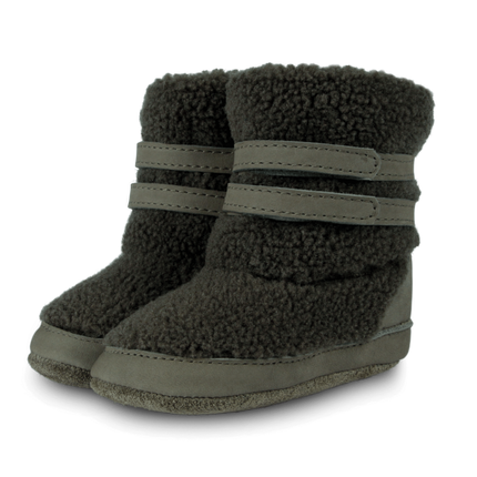 Larisso Booties | Stone Curly Faux Fur