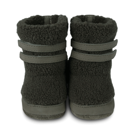 Larisso Booties | Stone Curly Faux Fur