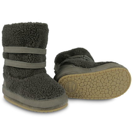 Larisso Booties | Stone Curly Faux Fur