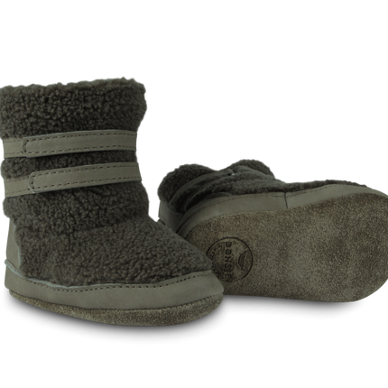 Larisso Booties | Stone Curly Faux Fur